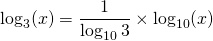 \log_3(x) = \dfrac{1}{\log_{10}3}\times\log_{10}(x)