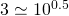 3\simeq 10^{0.5}