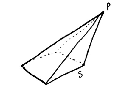 A picture of a slant pyramid, as described in the problem.